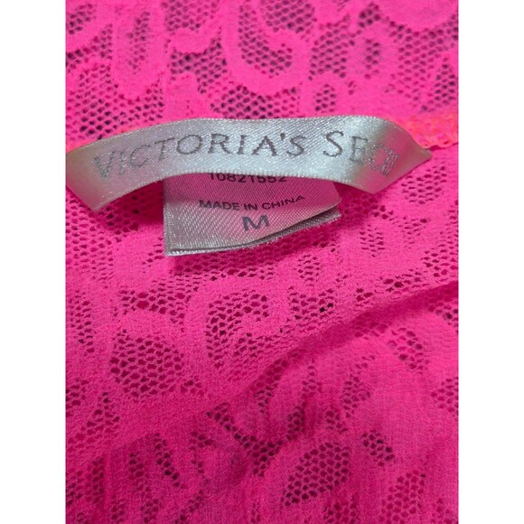 VS Victoria Secret Hit Neon Pink lingerie Nighty see through lace dress vintage - Picture 5 of 5